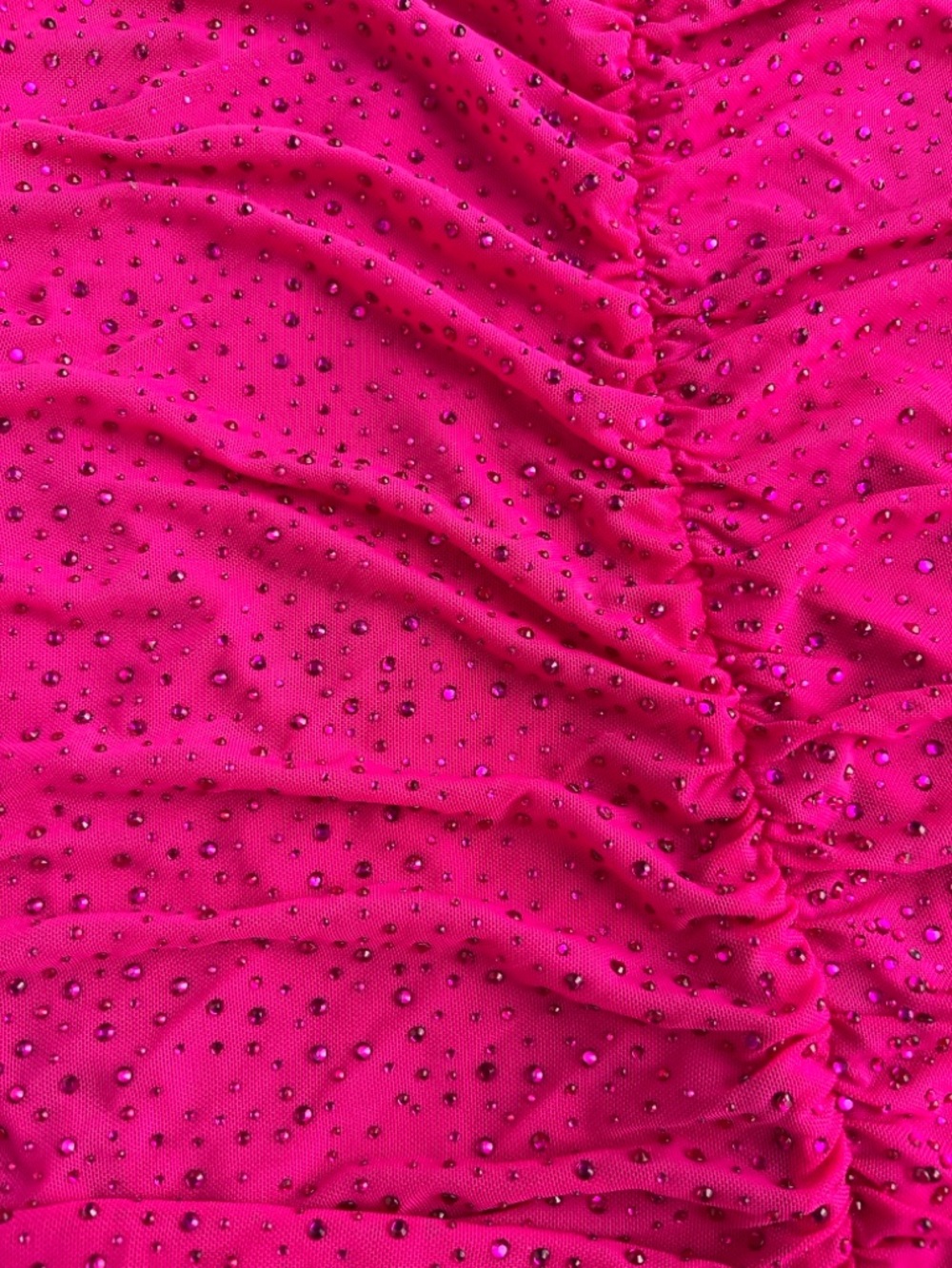 Diamond Rhinestone Ruched Mini Dress - Fuchsia - Picture 10 of 12